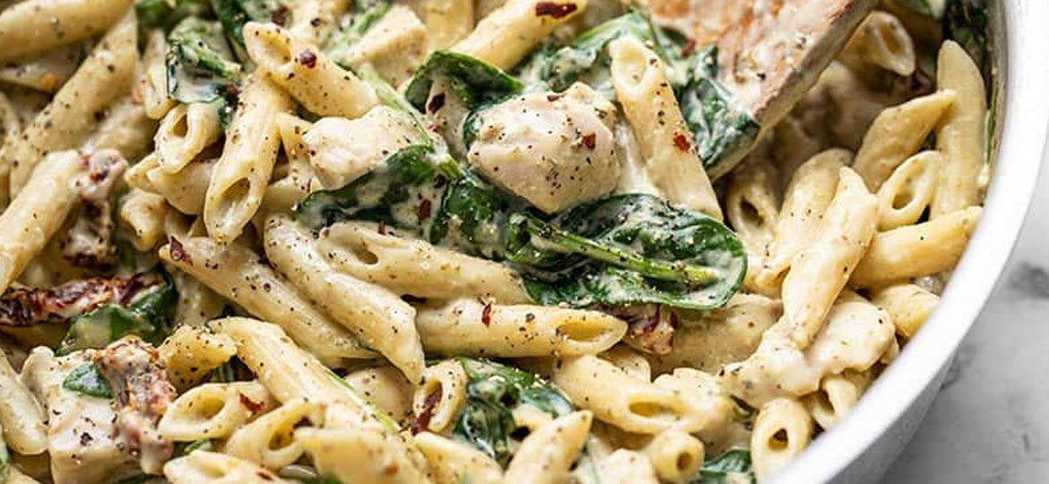 Chicken Pesto Pasta with Basil and Parmesan Cheese