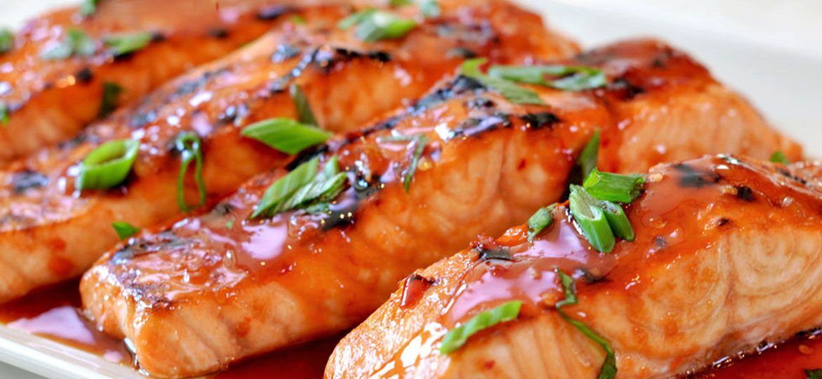 Salmon with chili glaze